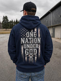 One Nation Under God Hoodie, Distressed American Flag Christian Sweatshirt