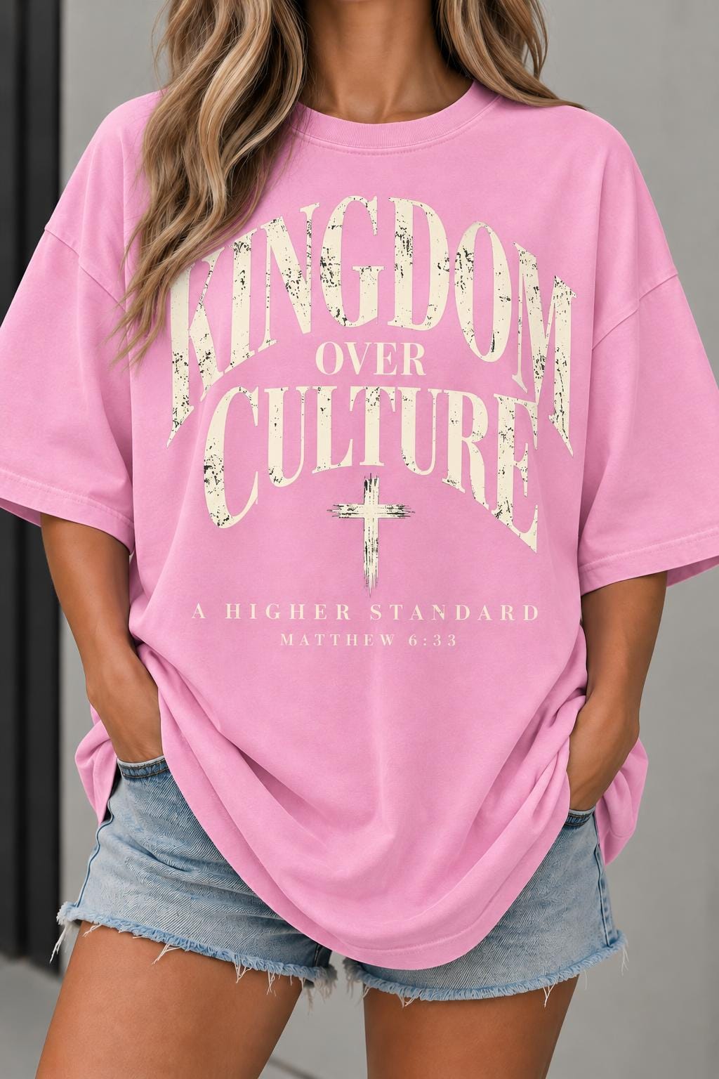 Kingdom Over Culture Christian Tee, Matthew 6:33 Graphic Shirt, God's Kingdom Faith T-Shirt, Jesus over World