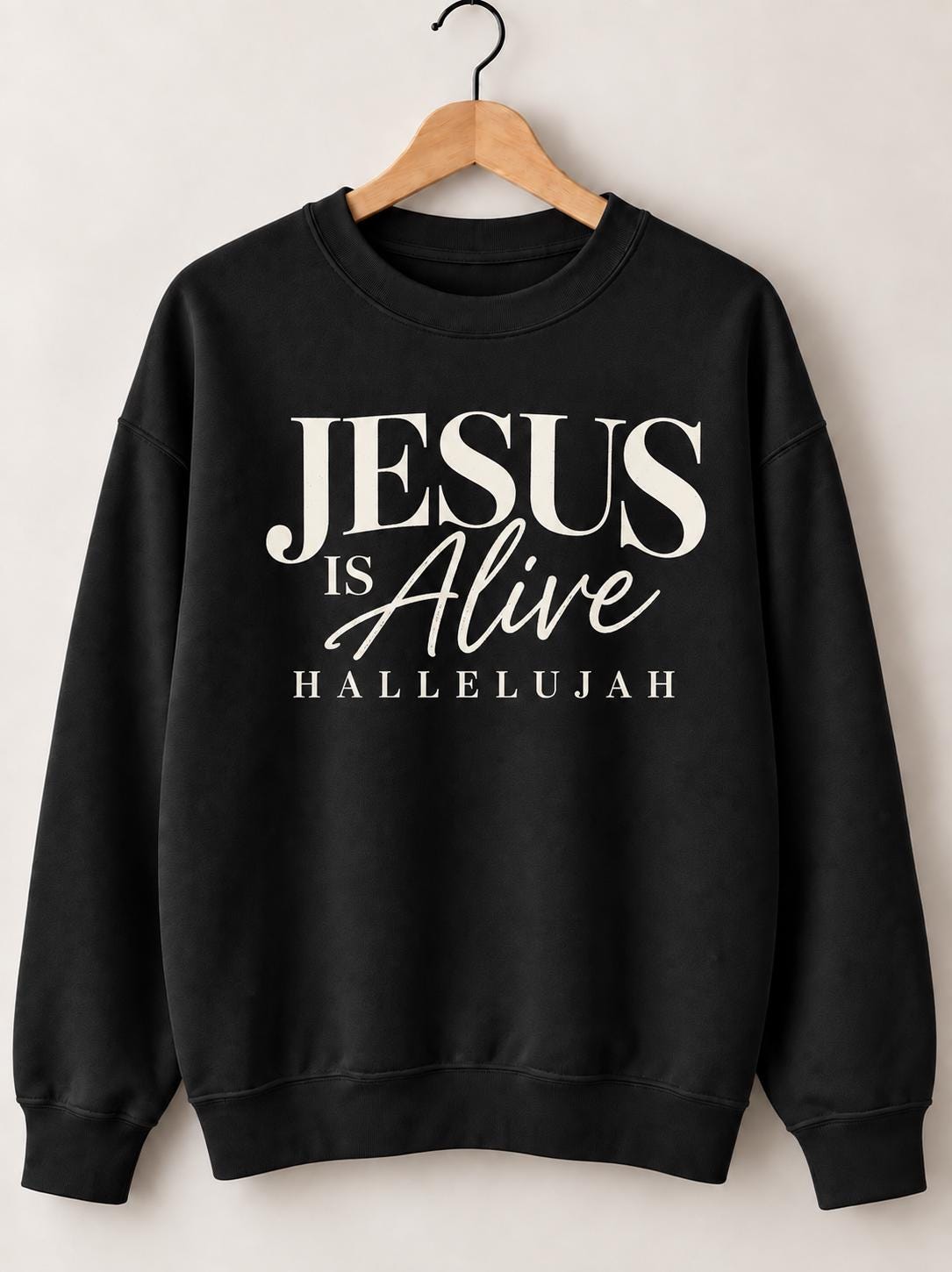 Jesus is Alive, Hallelujah Crewneck Sweatshirt, Perfect Christian Sweatshirt for Fall, Jesus Crewneck, Minimal Christian Sweatshirt for her