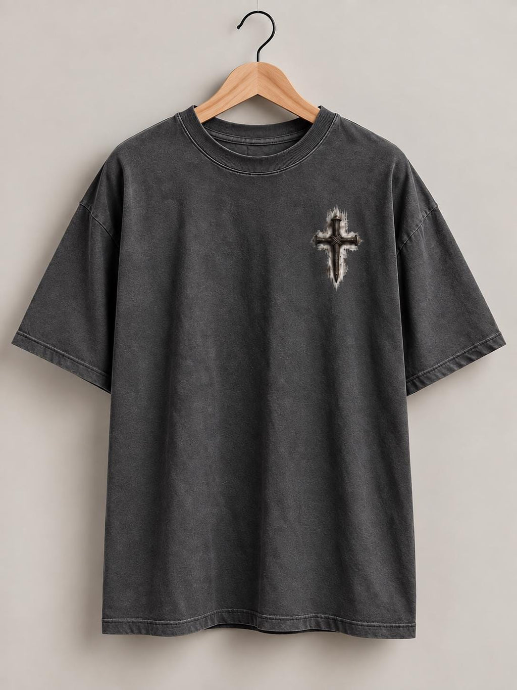 Three-Nail Cross T-Shirt, Distressed Christian Tee for Men, Simple Minimalistic Tee for Everyday