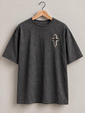 Three-Nail Cross T-Shirt, Distressed Christian Tee for Men, Simple Minimalistic Tee for Everyday