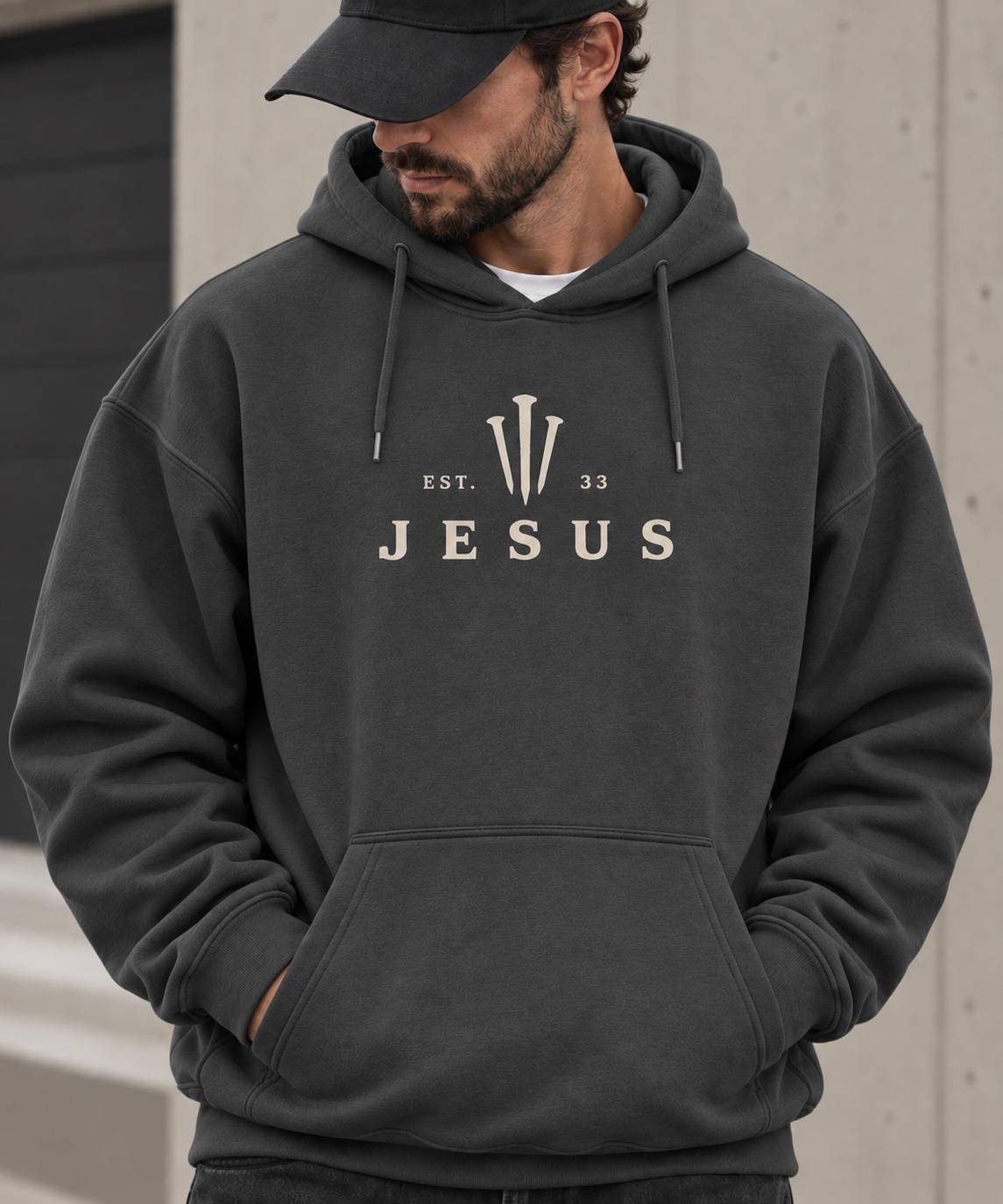 Jesus EST 33  District®  Premium Quality Sweatshirt, Three Nails Christian Shirt, Faith Based Sweatshirt, Unisex Jesus Hoodie