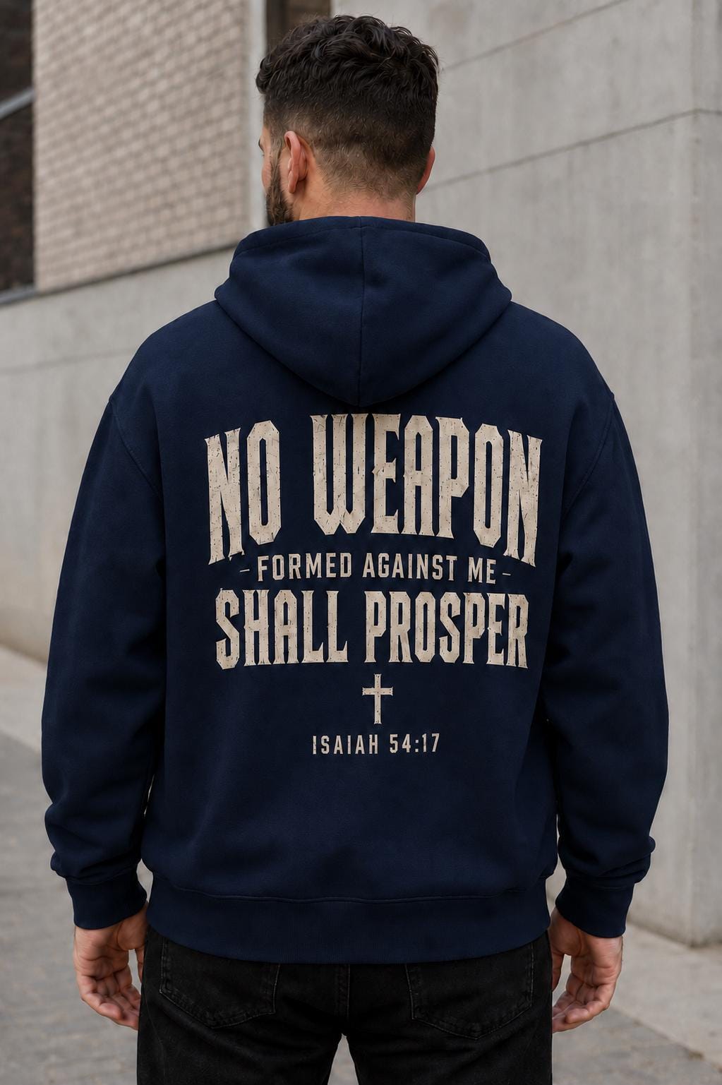No Weapon Formed Against Me Hoodie, Isaiah 54:17 Christian Hoodie, Faith Based Streetwear, Men’s Bible Verse Sweatshirt, Christian Gift