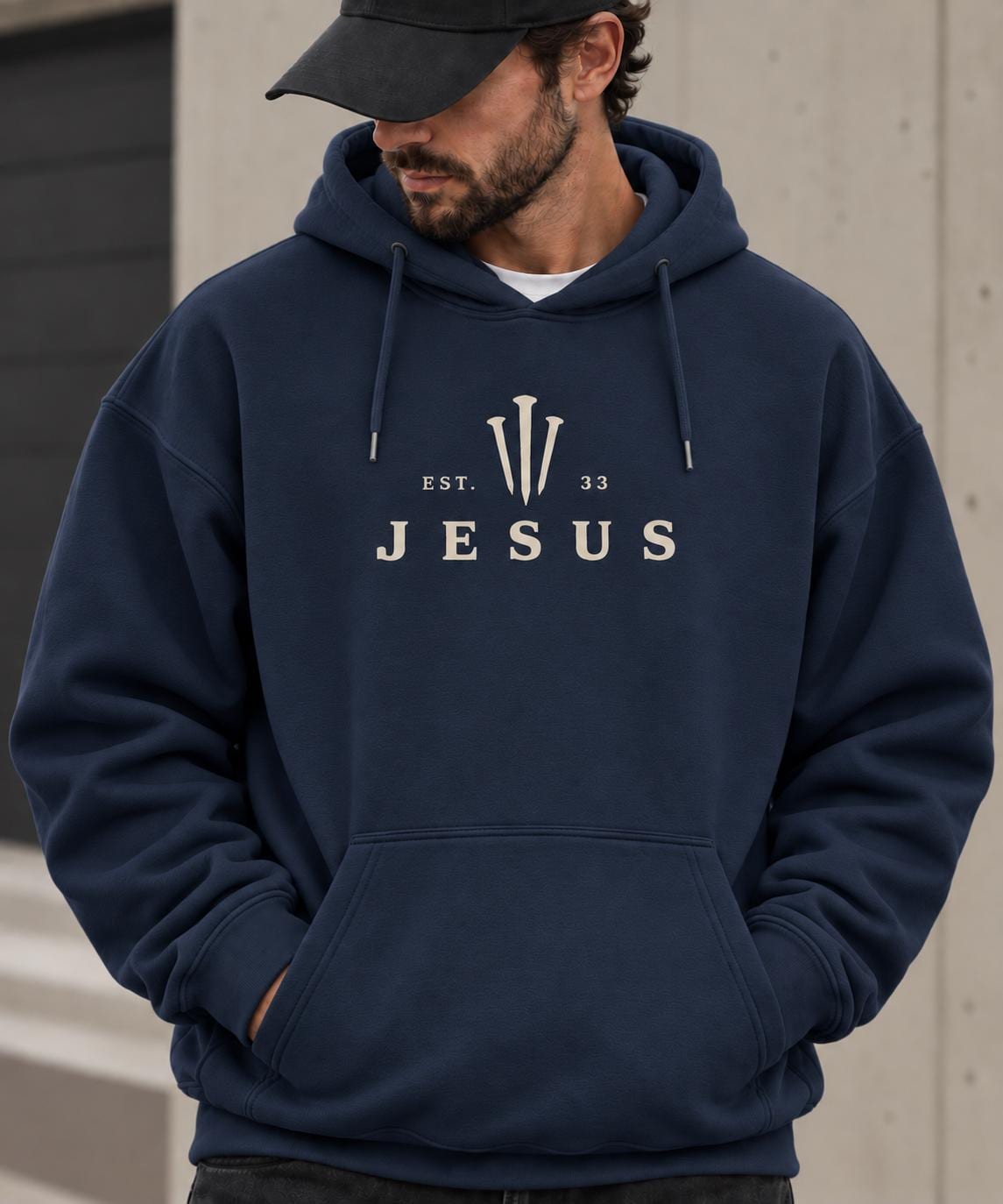 Jesus EST 33  District®  Premium Quality Sweatshirt, Three Nails Christian Shirt, Faith Based Sweatshirt, Unisex Jesus Hoodie