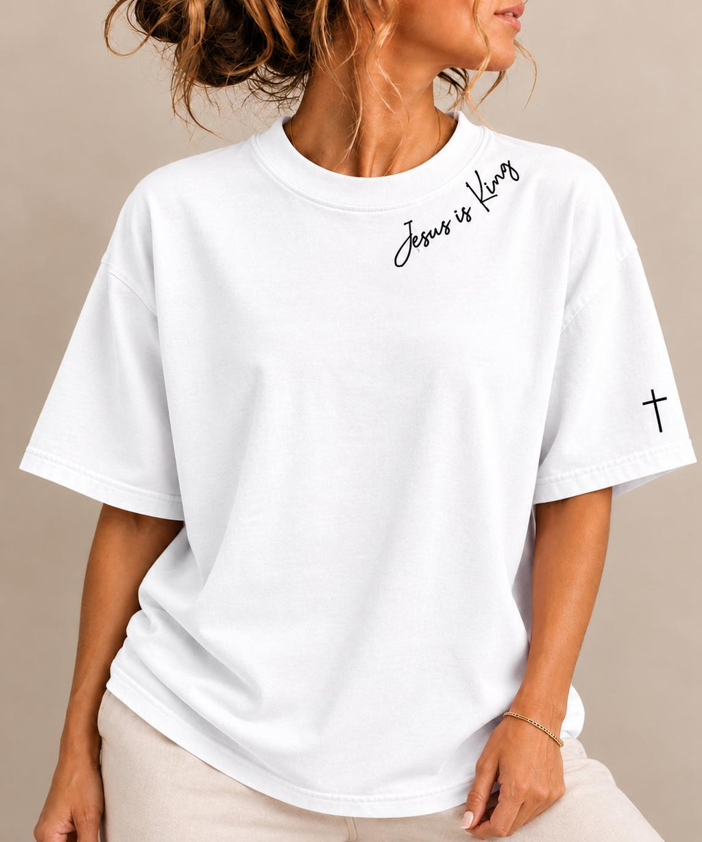 Jesus Is King Tshirt, Minimalist Christian Tee, Faith Cross T-shirt