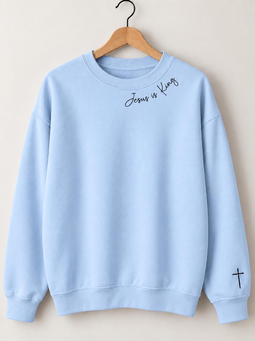 Jesus Is King Christian Crewneck, Minimalist Christian Faith Sweatshirt, Cross Shirt for Women, 2026 Christmas Gift for Christian Women