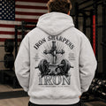 Men's Faith Fitness Hoodie, Iron Sharpens Iron Proverbs 27:17 Vintage Design